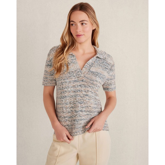 Haven Well Within Tops - Haven Well Within Organic Cotton Spacedye Johnny Collar Sweater Size XL